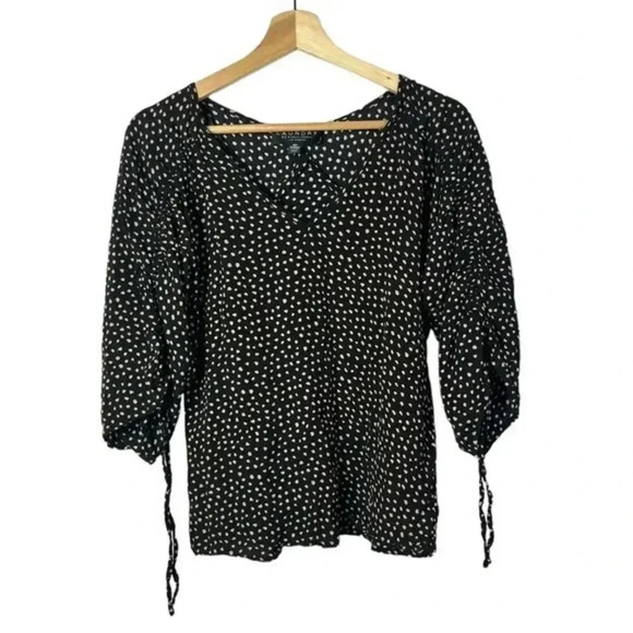 Laundry by Shelli Segal Black & Beige Polka Dot Long Sleeve Blouse XS - Picture 1 of 4